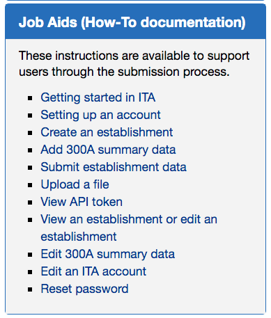 Injury Tracking Application (ITA)  Occupational Safety and Health