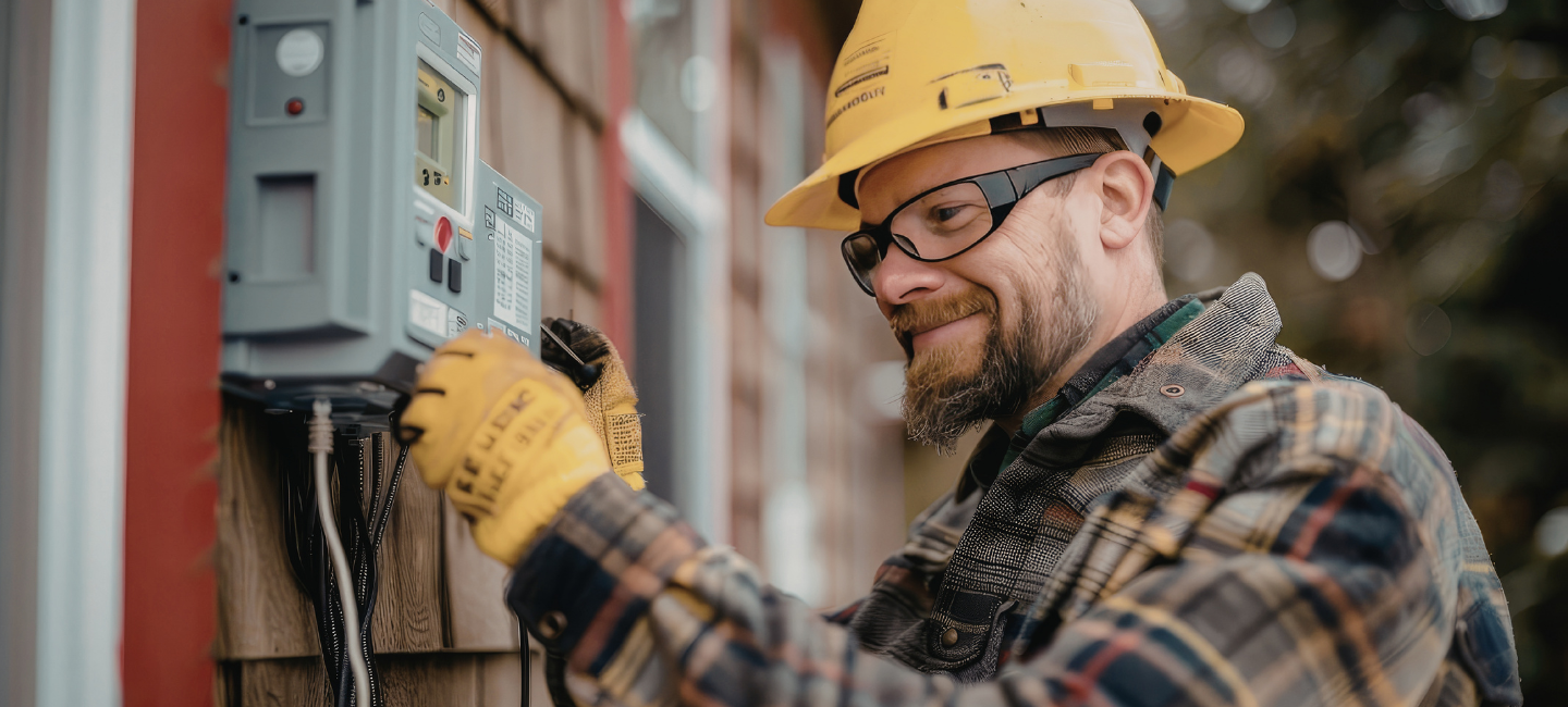 Man in a hard hat at an electrical box